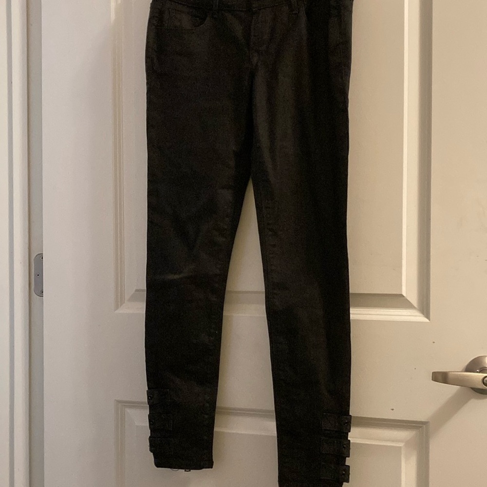 Black pants with buckle and zipper detailing